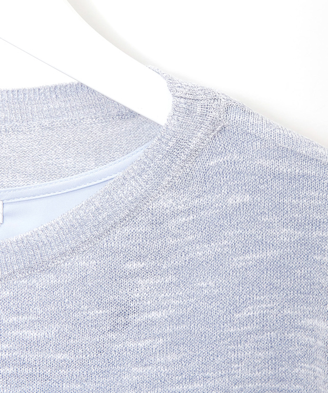 リネンブレンド インナー付きニット【手洗いOK】【オンラインショップ・一部店舗限定】