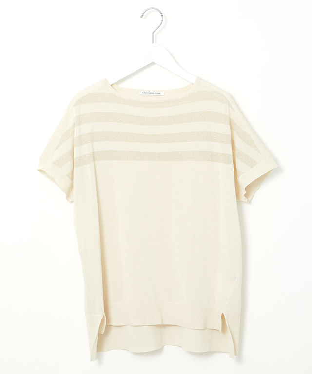 ラメボーダー ドルマンニット【手洗いOK】【オンラインショップ・一部店舗限定】