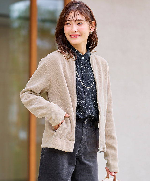 モールニット ダブルフェイス ジップジャケット