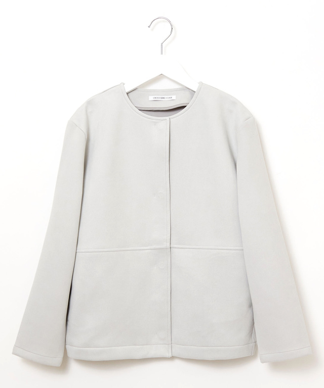 微起毛素材 ノーカラー ブルゾン