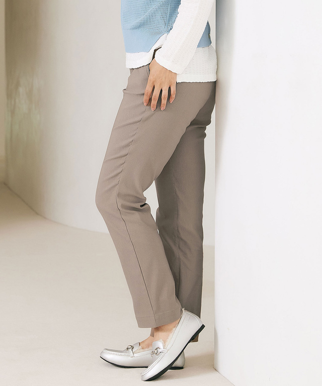 ピケ ストレッチ スリムパンツ