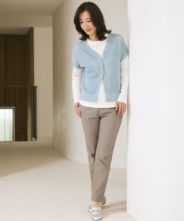 ピケ ストレッチ スリムパンツ