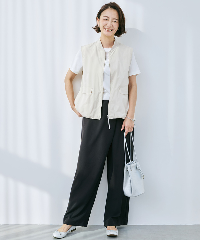 ラップ風 セミワイドパンツ【接触冷感】【吸汗速乾】