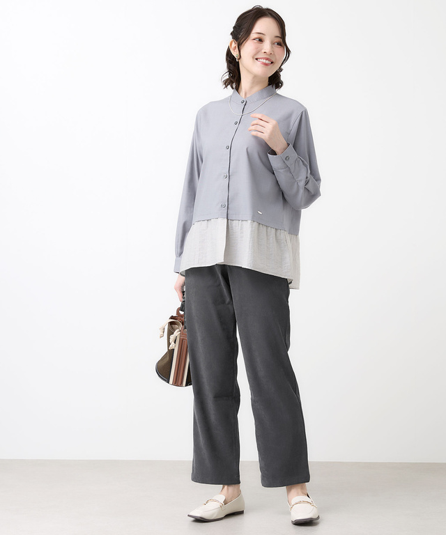 起毛 ストレート スリムパンツ