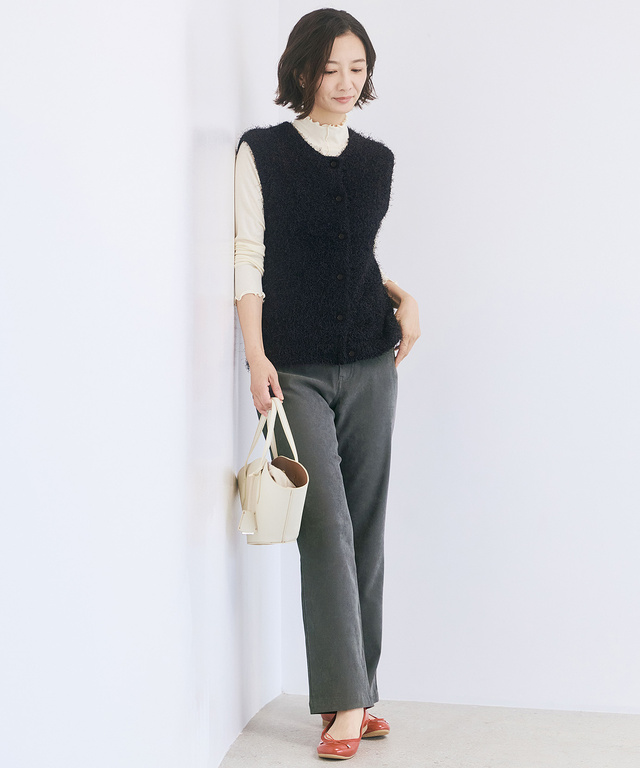 起毛 ストレート スリムパンツ