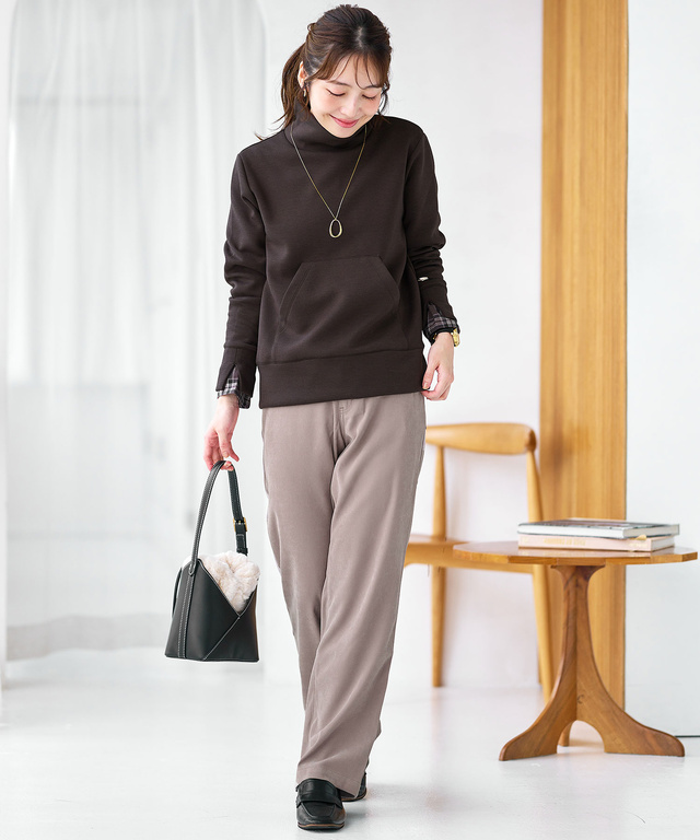 起毛 ストレート スリムパンツ