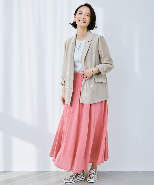 カラー ロングスカート