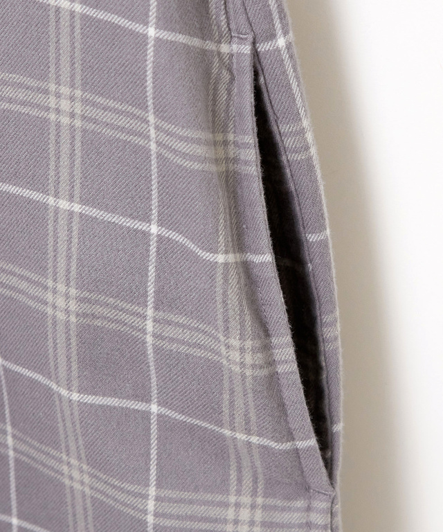 起毛 襟フリル チェックチュニック