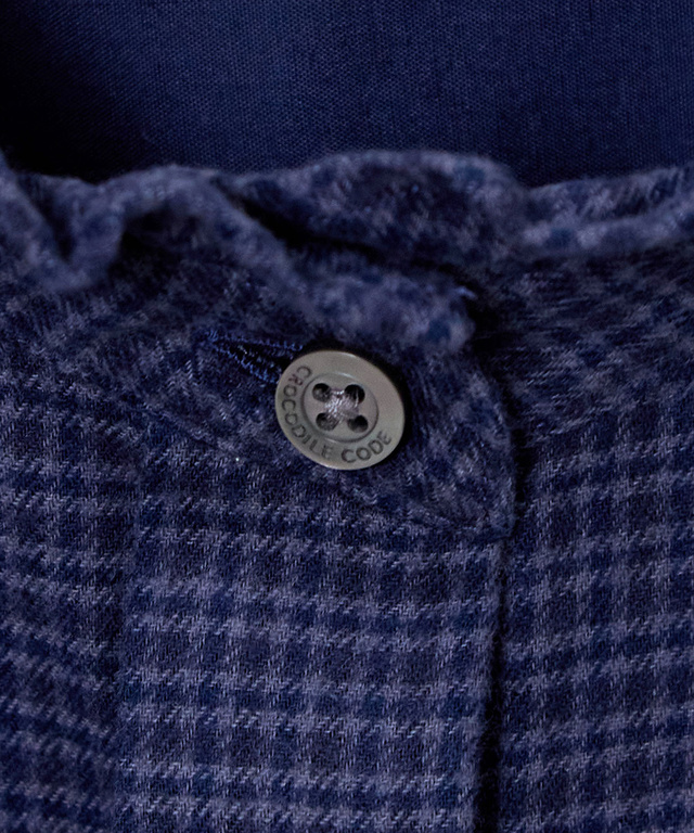 起毛 襟フリル チェックチュニック