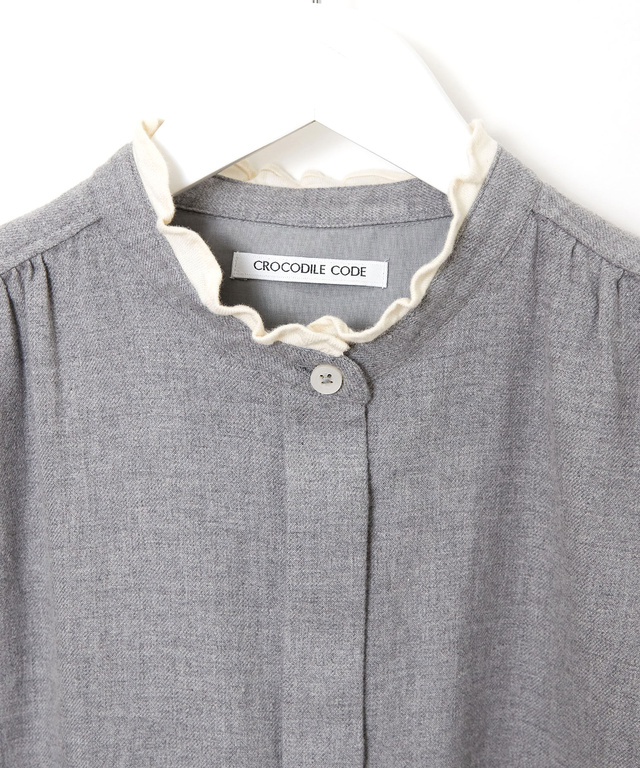 襟フリル 比翼 チュニック