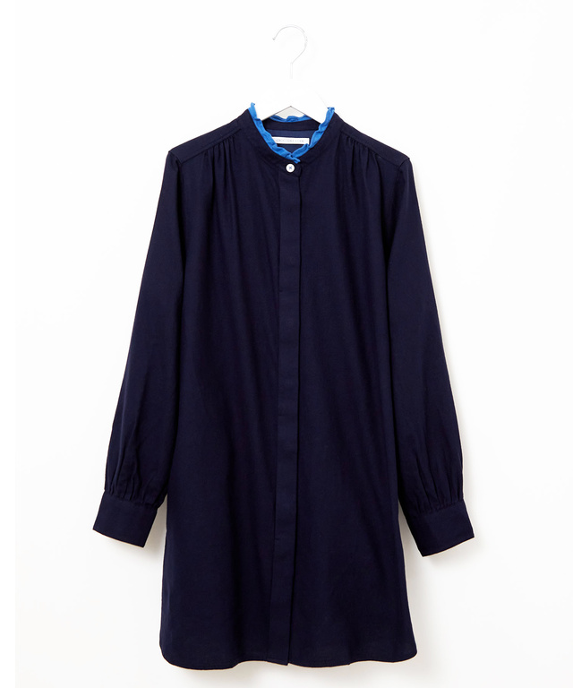 襟フリル 比翼 チュニック