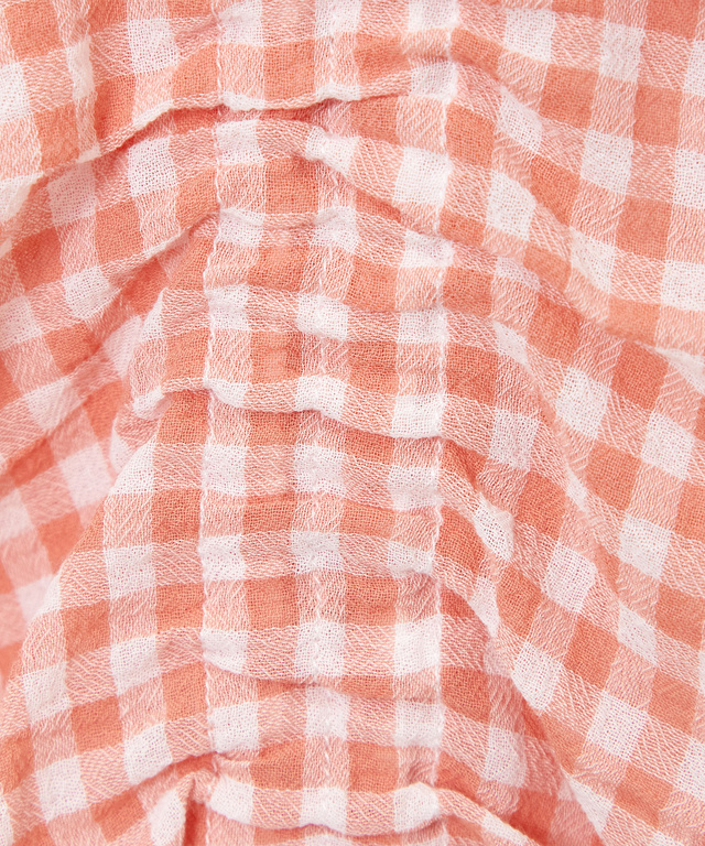 フロントギャザー チェック ブラウス