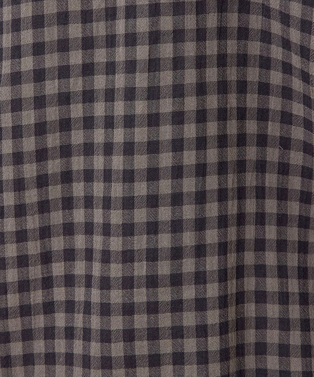 フロントギャザー チェック ブラウス