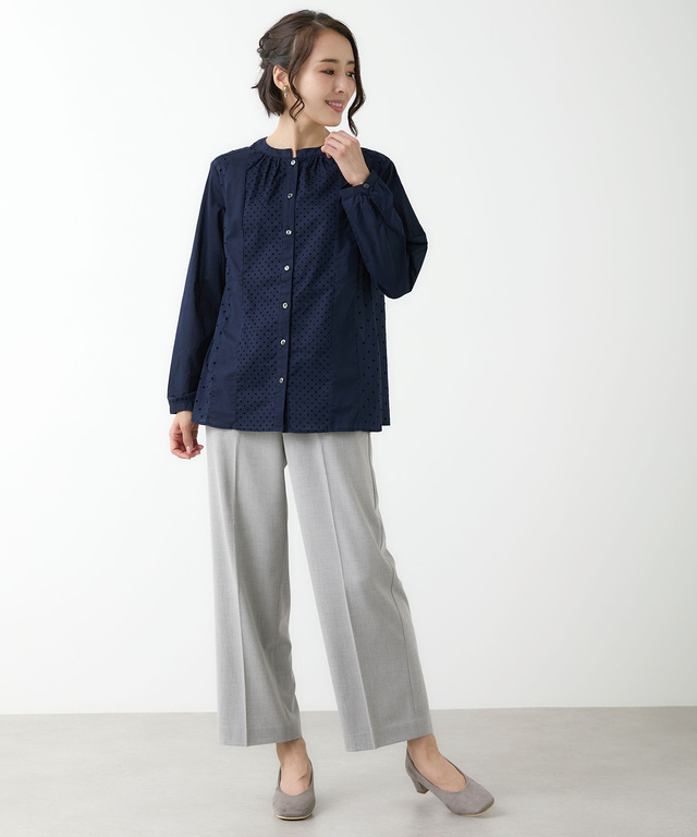 フロッキー ドットデザイン ブラウス