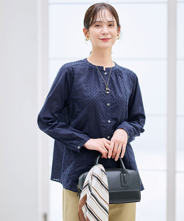 フロッキー ドットデザイン ブラウス