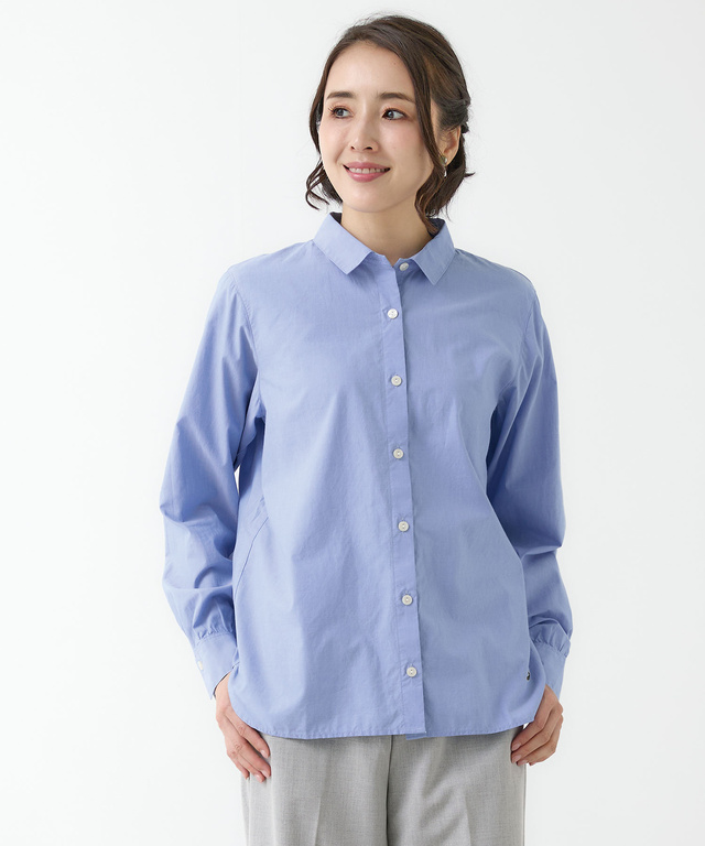 ピンタックデザイン コットン ブラウス