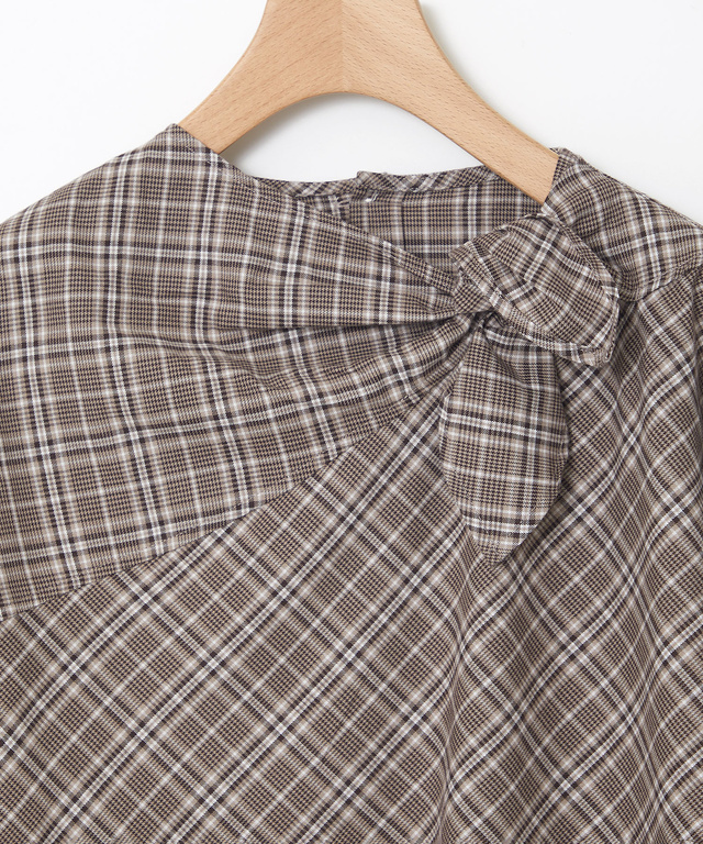 グレンチェック デザイン ブラウス