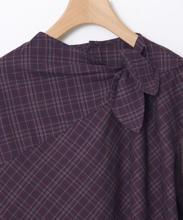 グレンチェック デザイン ブラウス