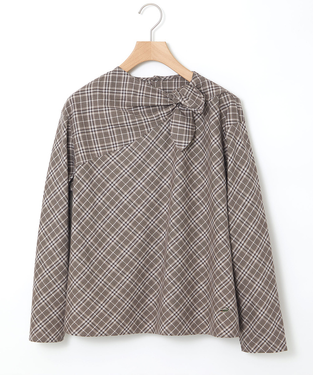 グレンチェック デザイン ブラウス