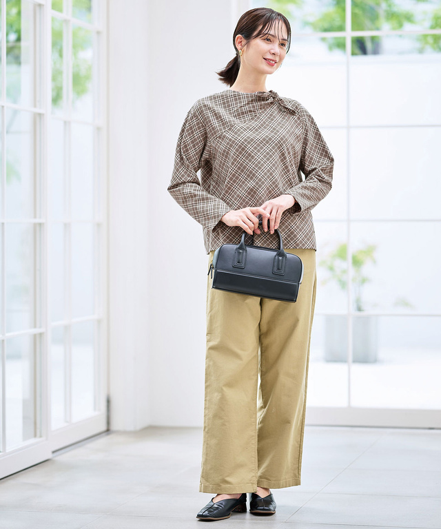 グレンチェック デザイン ブラウス