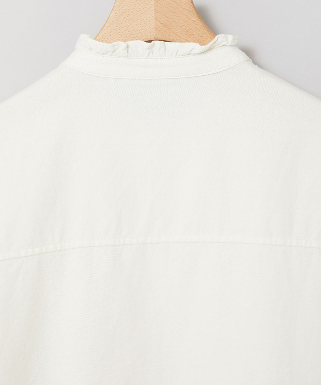 刺繍フリルデザイン 長袖 ブラウス