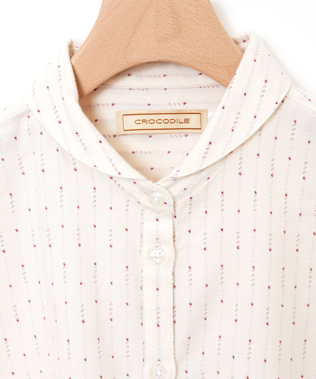 ドットドビー ショールカラー ブラウス