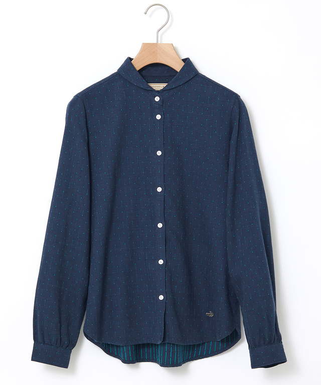 ドットドビー ショールカラー ブラウス