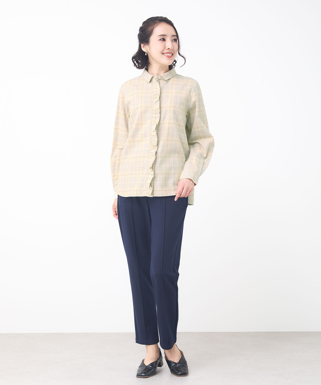 比翼フリル グレンチェック ブラウス