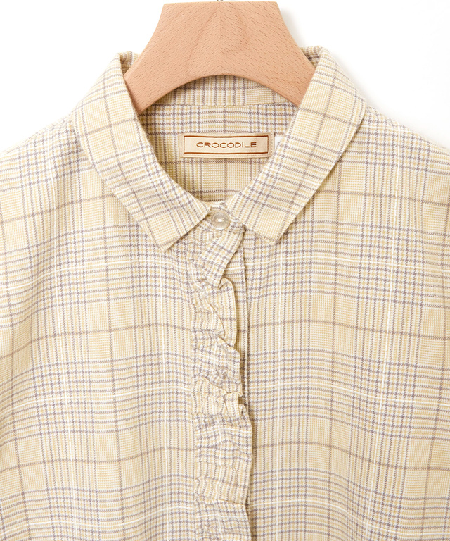 比翼フリル グレンチェック ブラウス