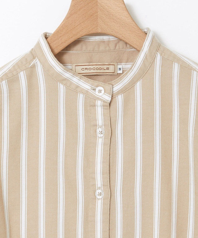 バンドカラー ストライプ ブラウス【一部店舗限定】