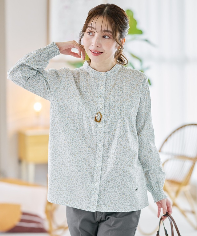 花柄プリント ピンタック ブラウス【オンラインショップ限定】