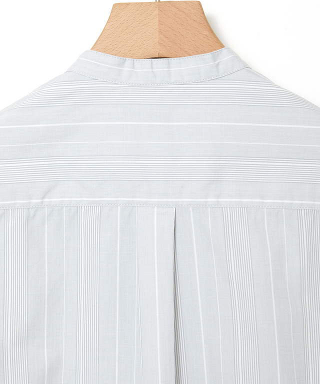 ストライプ バンドカラー ブラウス