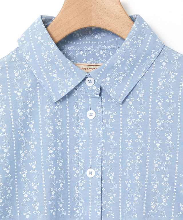 ダンガリー プリント ブラウス