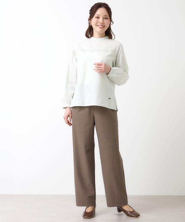 スタンドカラー 刺繡 ブラウス