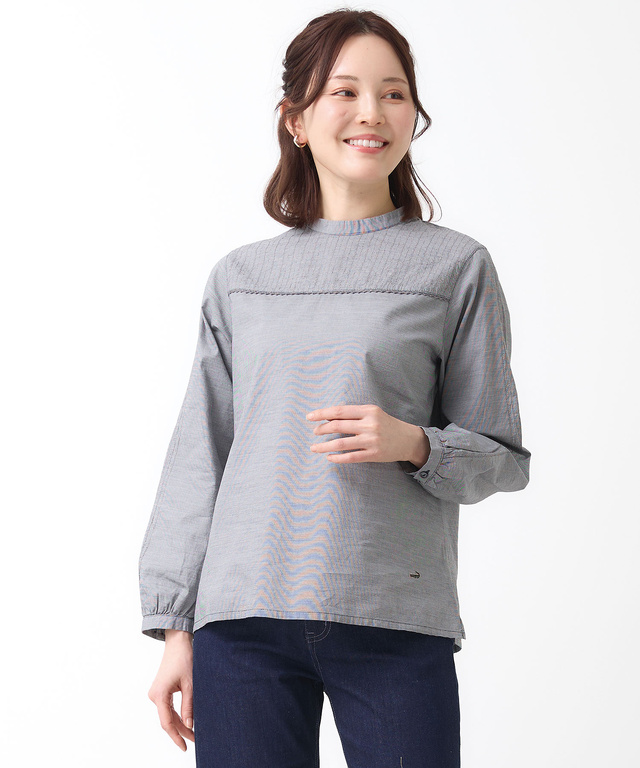 スタンドカラー 刺繡 ブラウス