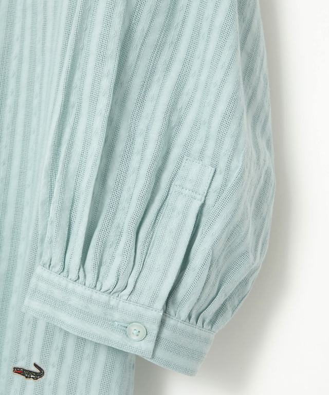 パナマストライプ バンドカラー ブラウス