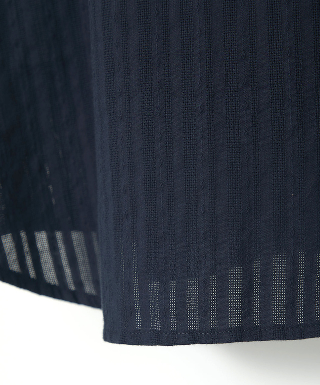 パナマストライプ バンドカラー ブラウス