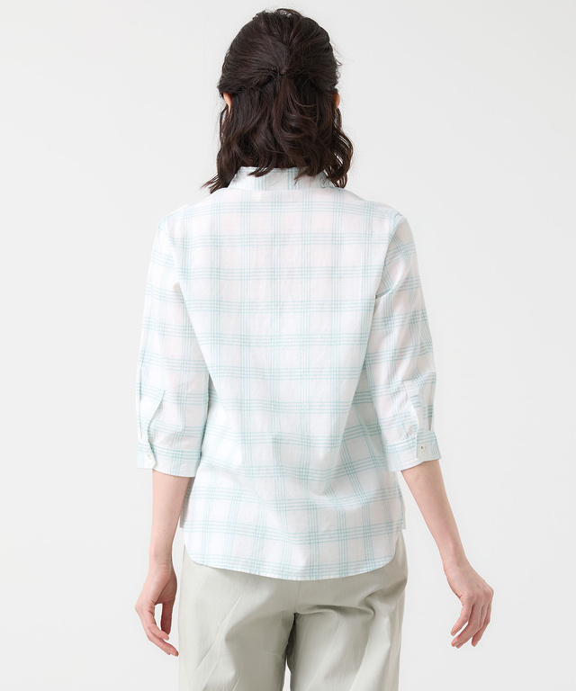 ドビー素材 七分袖 ブラウス