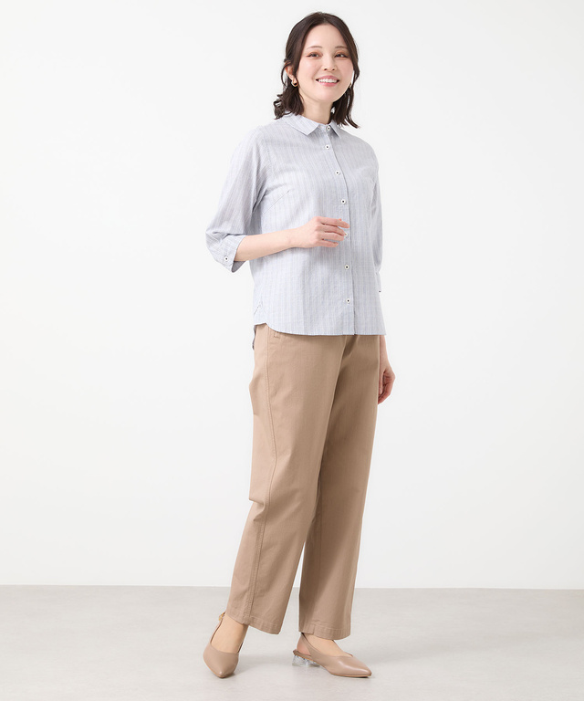 ドビー素材 七分袖 ブラウス