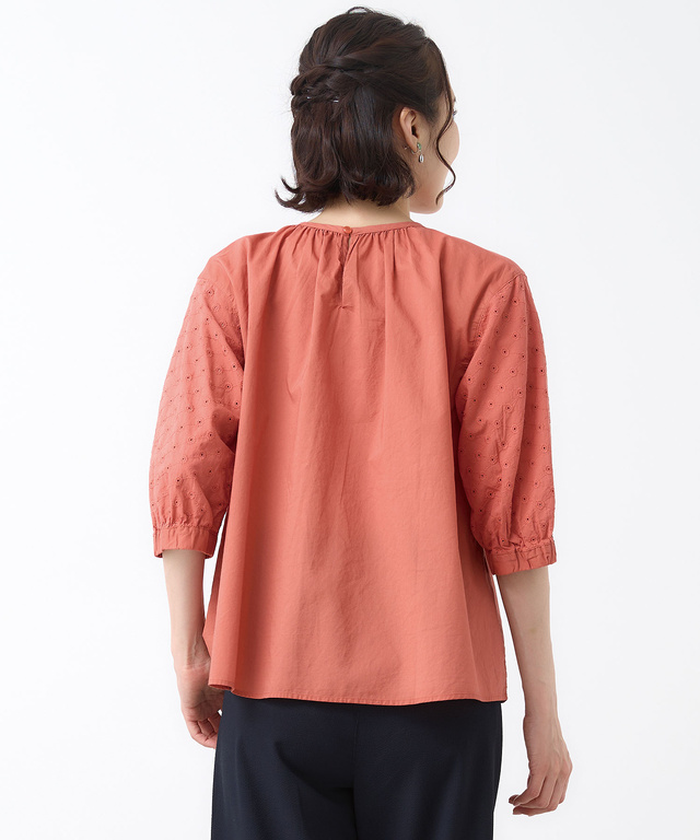 袖刺繍 プルオーバー ブラウス