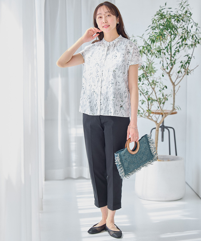 花柄 フレンチスリーブ ブラウス