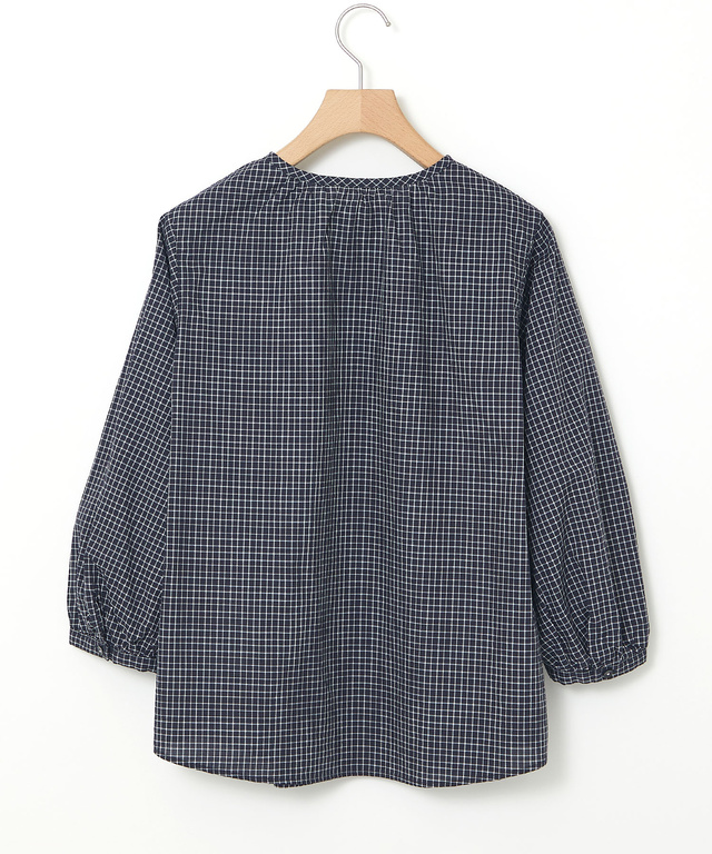 スノーコットン ミニチェック ブラウス【接触冷感】