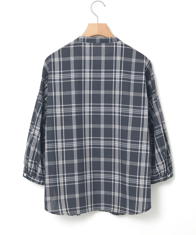 バンドカラー チェック ブラウス【オンラインショップ・一部店舗限定】