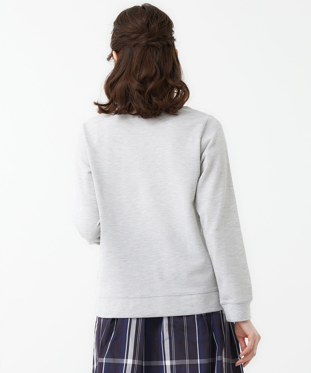 コットンブレンド ニット調 カットカーディガン