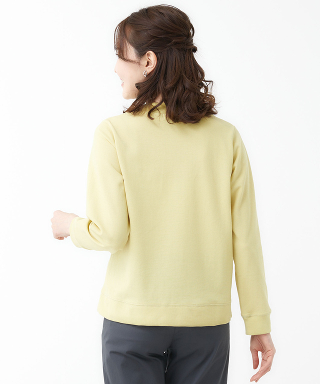 コットンブレンド ニット調 カットカーディガン