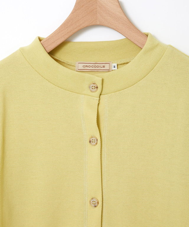 コットンブレンド ニット調 カットカーディガン