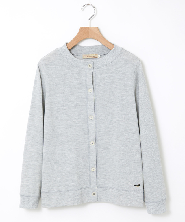 コットンブレンド ニット調 カットカーディガン