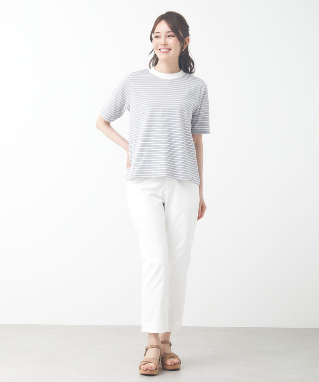 モックネック ボーダー Tシャツ