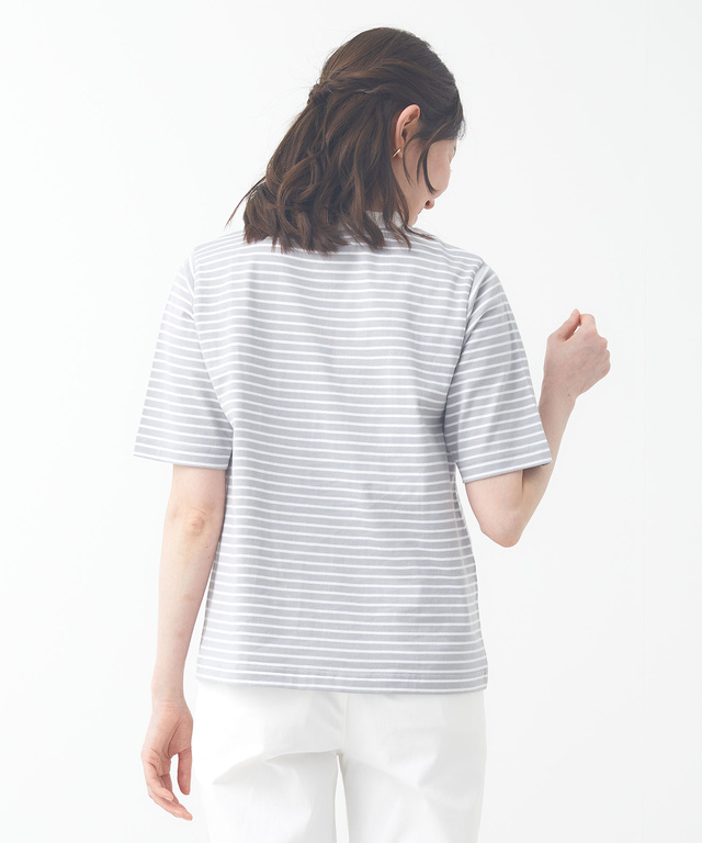 モックネック ボーダー Tシャツ