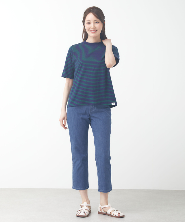 モックネック ボーダー Tシャツ